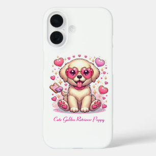 Süßer Golden Retriever Welpe mit Herzbrille iPhone 16 Hülle