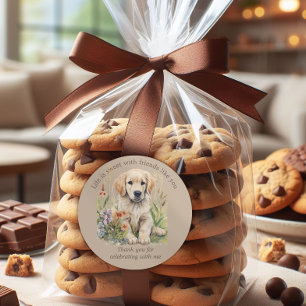 Süßer Golden Retriever Welpen Cookie Candy Runder Aufkleber