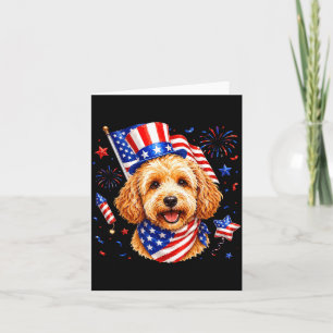 Süßer Goldendoodle Amerikanische Flagge 4. Juli Mä Karte