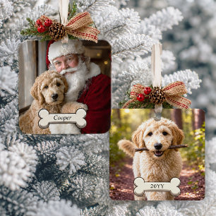 Süßer Goldendoodle-Hund 2-Foto-Weihnachten Ornament Aus Metall