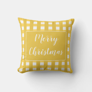 Süßer goldener und weißer Frohe Weihnachten Büffel Kissen