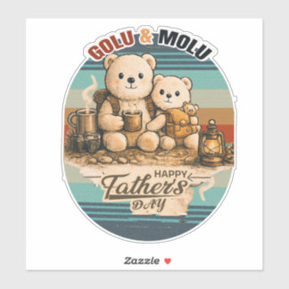 Süßer Golu Vatertagsbär-Familie Aufkleber