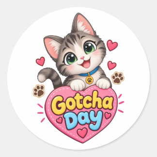 Süßer Gotcha-Tag-Katze Runder Aufkleber