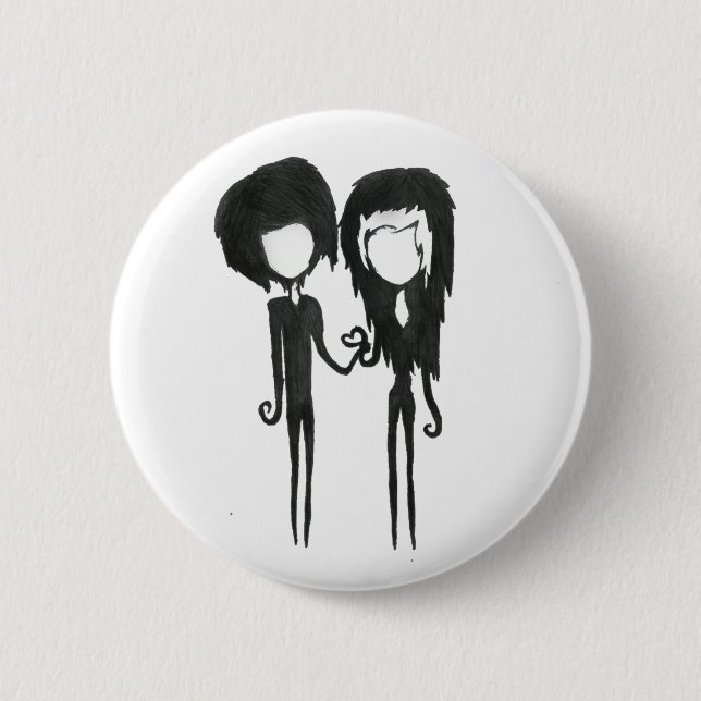 Süßer Gothic-Junge und Mädchen-Alternative-Kunst Button (Vorderseite)