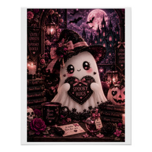 Süßer Gothic Rosa Geist Halloween Grusel Umarmunge Poster