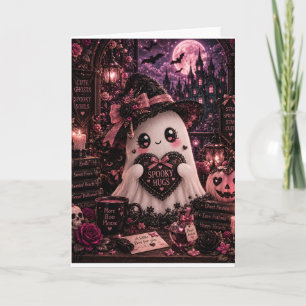 Süßer Gothic Rosa Geist Halloween Gruselige Umarmu Karte