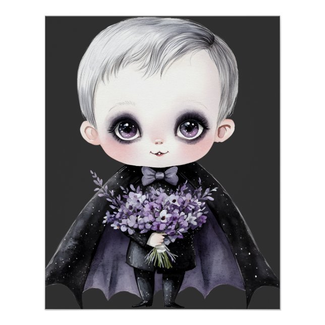 Süßer Gothic-Vampir-Halloween-Glossy-Poster Poster (Vorderseite)