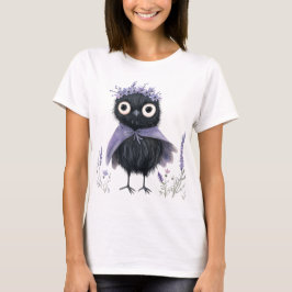 Süßer gothischer schwarzer Uhu lila floral Hallowe T-Shirt