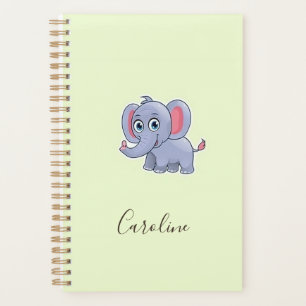 Süßer grauer Elefant grün Planer