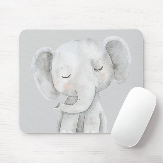 Süßer grauer Elefant Mousepad (Mit Mouse)