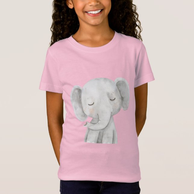 Süßer grauer Elefant T-Shirt (Vorderseite)