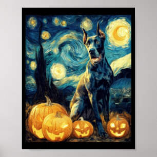 Süßer Great Dane Hund Halloween Jack O Lantern Kür Poster