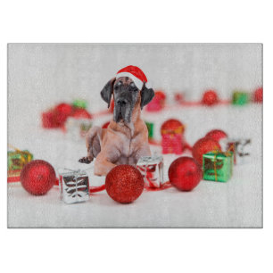 Süßer Great Dane Hund Weihnachten Santa Hut Schneidebrett