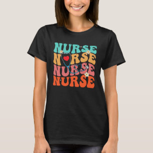Süßer Groovy Stethoskop Krankenschwester Leben Pfl T-Shirt
