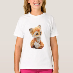 Süßer großer Augestilisierter Baby Rotfuchs Kinder T-Shirt