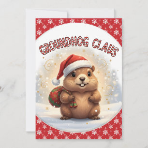 Süßer Groundhog Claus lustiges Groundhog Weihnacht Feiertagskarte