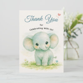 Süßer grüner Baby-Elefant Safari Dankeskarte