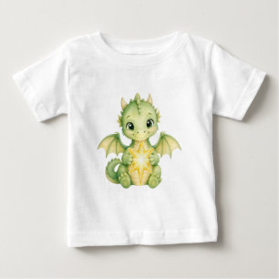 Süßer grüner Babydrache, der einen Weihnachtsstern Baby T-shirt