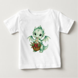 Süßer grüner Babydrache mit Beerkorb für Kinder Baby T-shirt