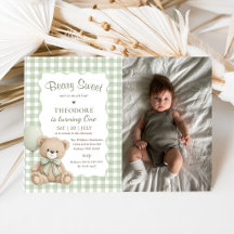 Süßer grüner Ballon-Geburtstags-Teddy-Foto