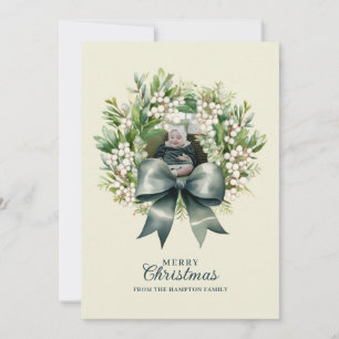 Süßer grüner Bogen Kranz Foto Weihnachten