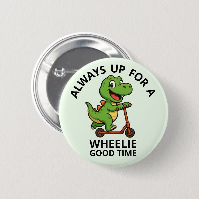 Süßer grüner Dinosaurier Button (Vorne & Hinten)
