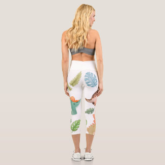 Süßer grüner Dinosaurier Capri Leggings