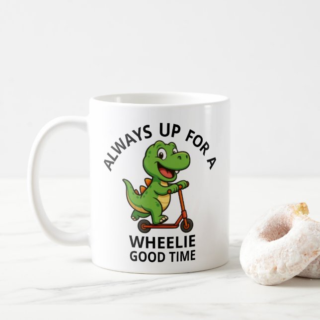 Süßer grüner Dinosaurier Kaffeetasse (Mit Donut)