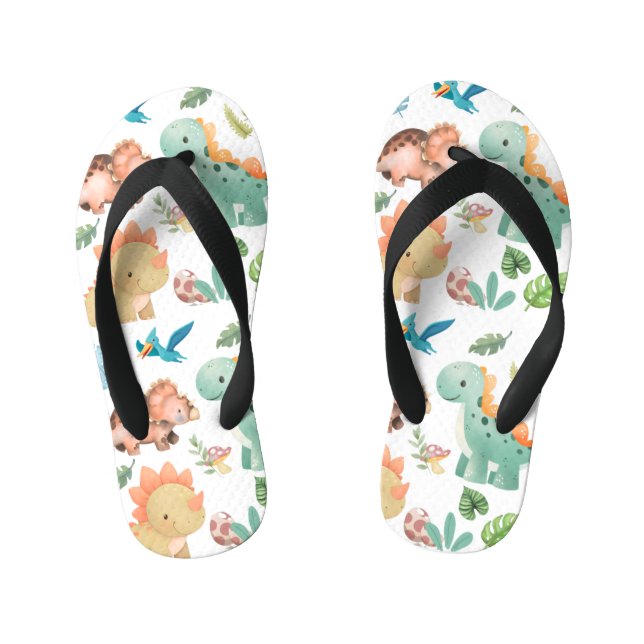 Süßer grüner Dinosaurier Kinderbadesandalen (Fußbett)