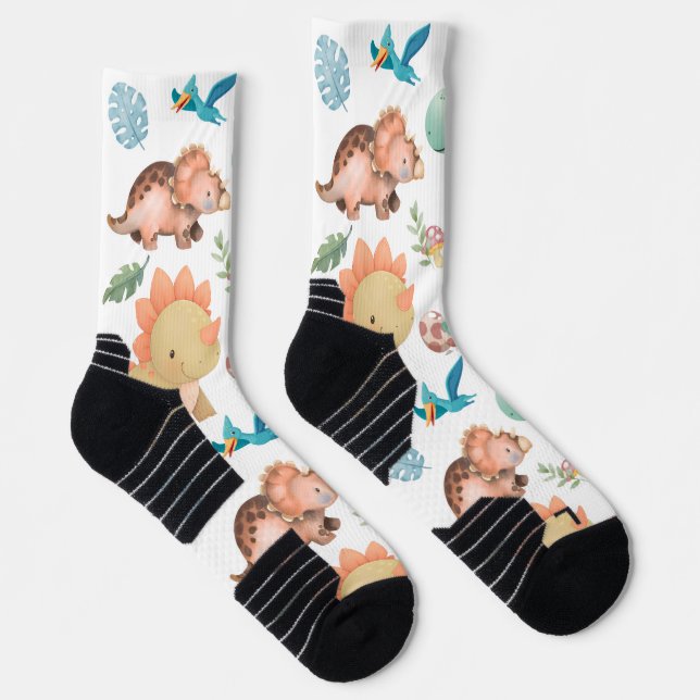 Süßer grüner Dinosaurier Socken (Rechts)