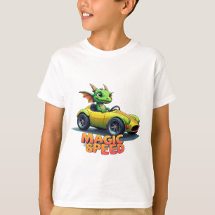 🚗 Süßer grüner Drache im klassischen Auto 🐾 T-Shirt