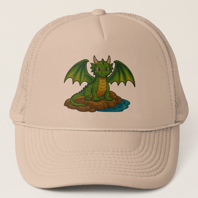 Süßer grüner Drache Truckerkappe (Vorderseite)