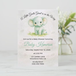 Süßer grüner Elefant Neutrale Babyparty Einladung