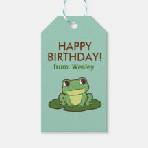 Süßer grüner Frosch Happy Birthday Geschenkanhänge