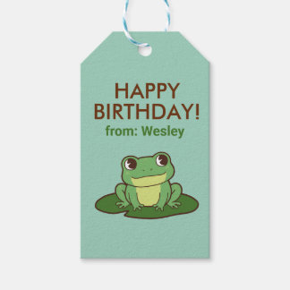 Süßer grüner Frosch Happy Birthday Geschenkanhänge Geschenkanhänger
