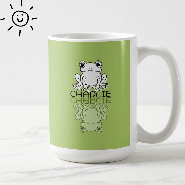 Süßer grüner Frosch Reflexions-Doodle mit individu Kaffeetasse (Von Creator hochgeladen)