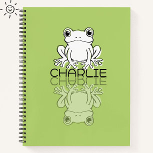 Süßer grüner Frosch Reflexions-Doodle mit individu Notizbuch