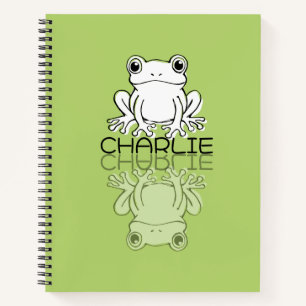 Süßer grüner Frosch Reflexions-Doodle mit individu Notizbuch