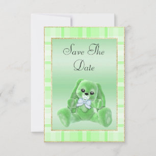 Süßer grüner Hase Save The Date Baby Shower