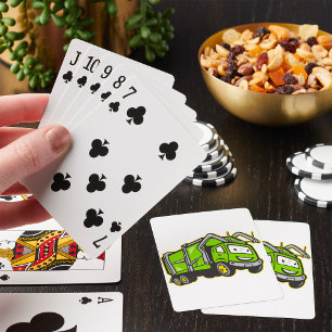 Süßer grüner Müllwagen Spielkarten