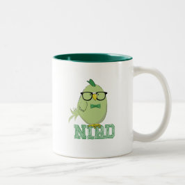 Süßer grüner Nerd-Vogel mit Brille Zweifarbige Tasse