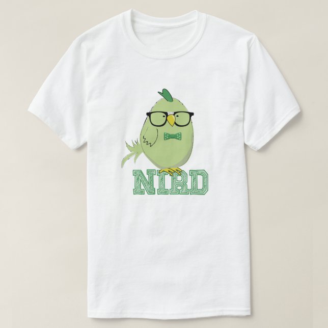 Süßer grüner Nerd-Vogel T-Shirt (Design vorne)