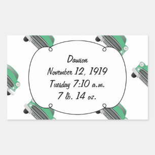 Süßer grüner Retro-Auto Baby-Junge-Geschenke Rechteckiger Aufkleber