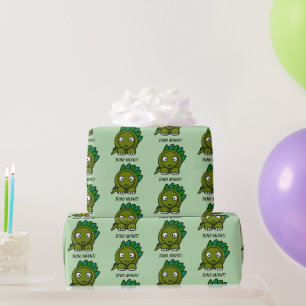 Süßer grüner Stegosaurus-Cartoon mit lustigem Dino Geschenkpapier