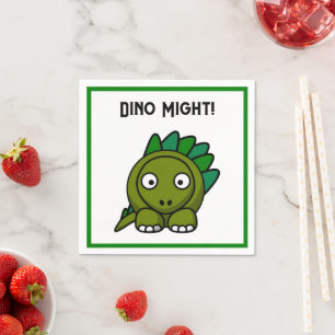 Süßer grüner Stegosaurus-Cartoon mit lustigem Dino Serviette