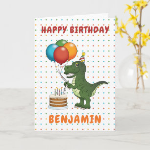Süßer grüner T-Rex Dinosaurier Farbige Happy Birth Karte