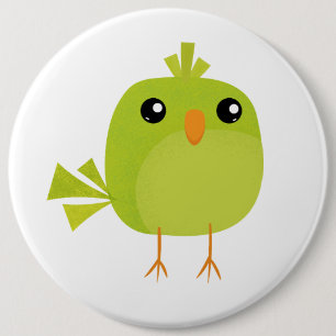 Süßer grüner Vogel-Cartoon Button