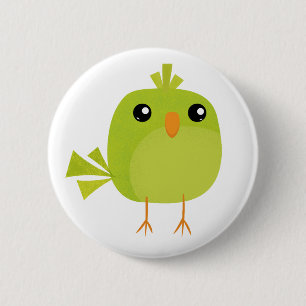 Süßer grüner Vogel-Cartoon Button