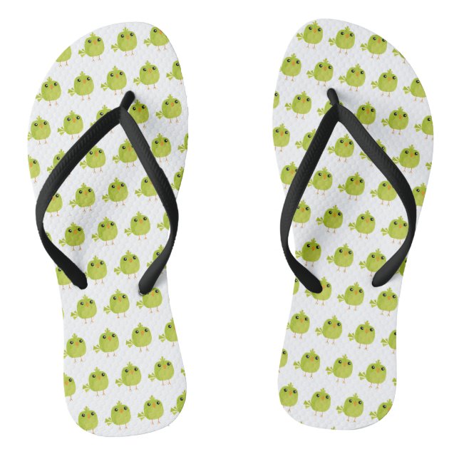 Süßer grüner Vogel-Cartoon Flip Flops (Fußbett)