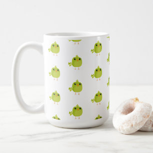 Süßer grüner Vogel-Cartoon Kaffeetasse